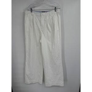 Women Vineyard Vines Pleated Wide‎ Leg High Waisted Chino White Pants NWT Sz 14